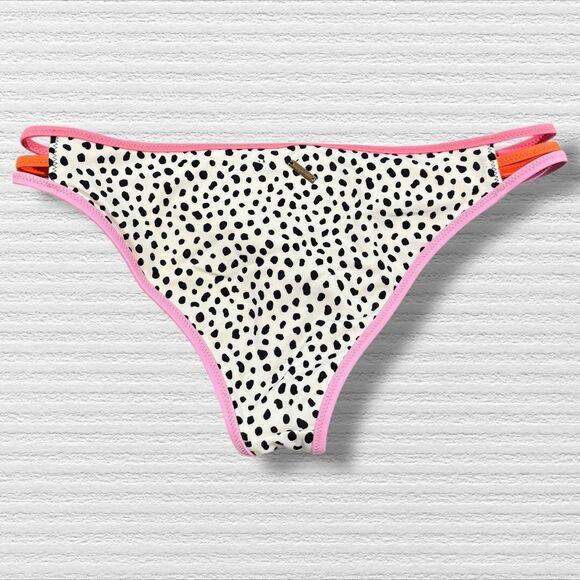 Victoria’s Secret Bikini Set Strappy Cheeky Pebble Dot Print Triangle Neon Small - Picture 8 of 10